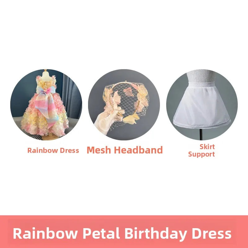 Rainbow Princ Skirt Girls Birthday Dr Fairy T Princ Dr Spring Summer New Arrival Children's Clothing