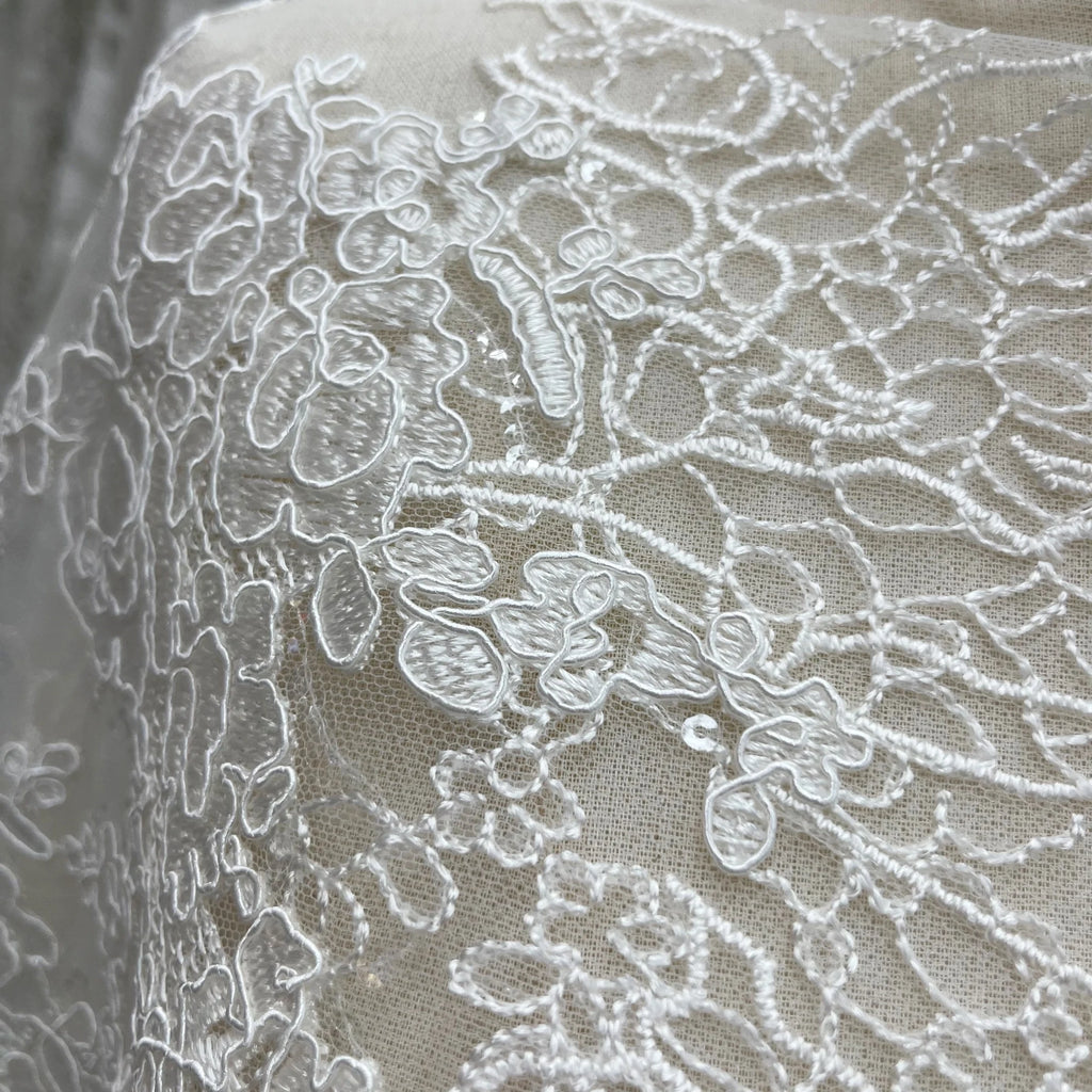 New trendy sequined tulle embroidery, suitable for wedding dress fabrics, custom-made women's clothing fabrics