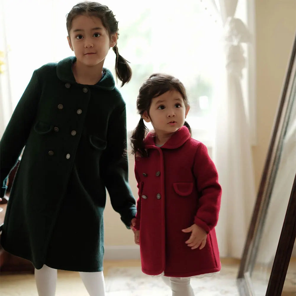 Girls Cashmere Tweed Coat 23 Fall And Winter New Fashion Double-sided Wool Coat Cotton Warm Long Girls Coat Children's Clothing
