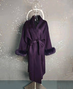 UCXQ Elegant OL Office Lady Overcoats Fur Patchwork Long Sleeve Woolen Coat Beautiful Women's Clothing Jacket Autumn 2025 Winter