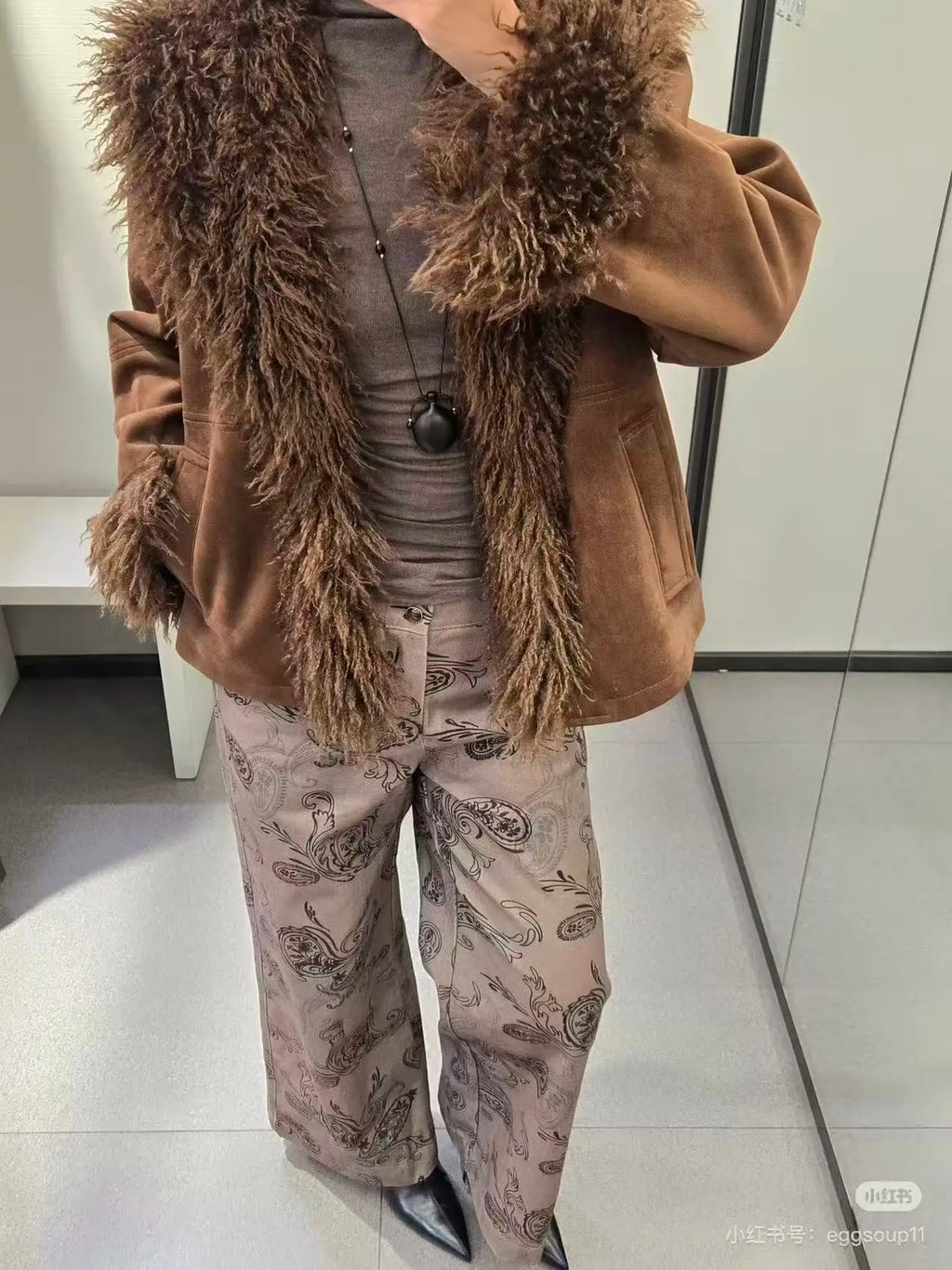 Original high-quality new women's clothing jacket with European and American style double-sided patchwork artificial fur effect