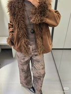 Original high-quality new women's clothing jacket with European and American style double-sided patchwork artificial fur effect