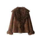 Original high-quality new women's clothing jacket with European and American style double-sided patchwork artificial fur effect