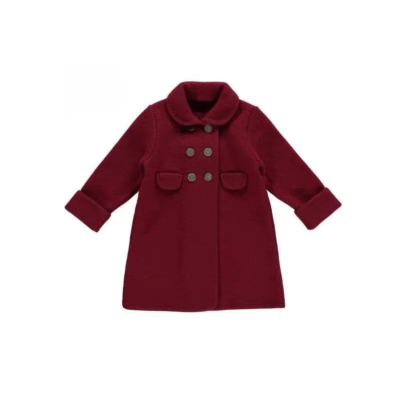 Girls Cashmere Tweed Coat 23 Fall And Winter New Fashion Double-sided Wool Coat Cotton Warm Long Girls Coat Children's Clothing