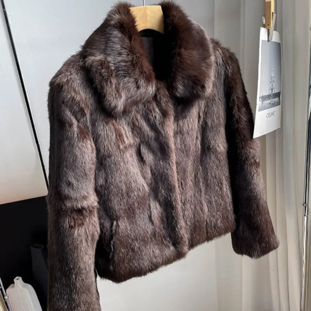 Natural Rabbit Fur Coat Women New Autumn Winter Female Real Fur  Real Leather and Fur Women's Clothing Outerwear Lady Jacket