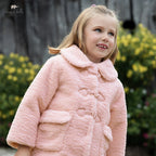 Dave Bella Girls Coat Autumn Winter Pink Lapel Baby Thickened Plush Jacket Cute Princess Outerwear Children's Clothing DB4254491