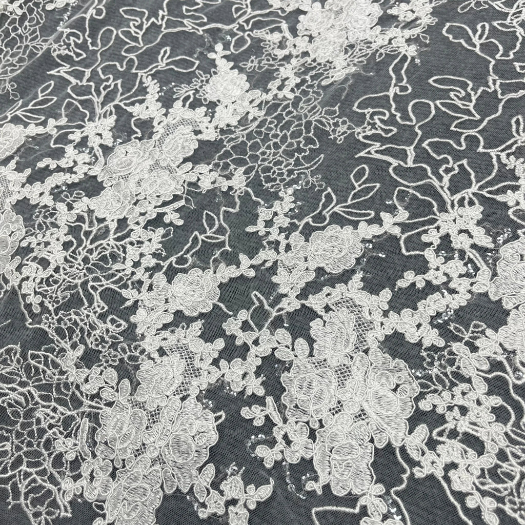 New trendy sequined tulle embroidery, suitable for wedding dress fabrics, custom-made women's clothing fabrics