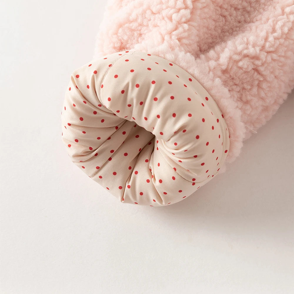 Dave Bella Girls Coat Autumn Winter Pink Lapel Baby Thickened Plush Jacket Cute Princess Outerwear Children's Clothing DB4254491
