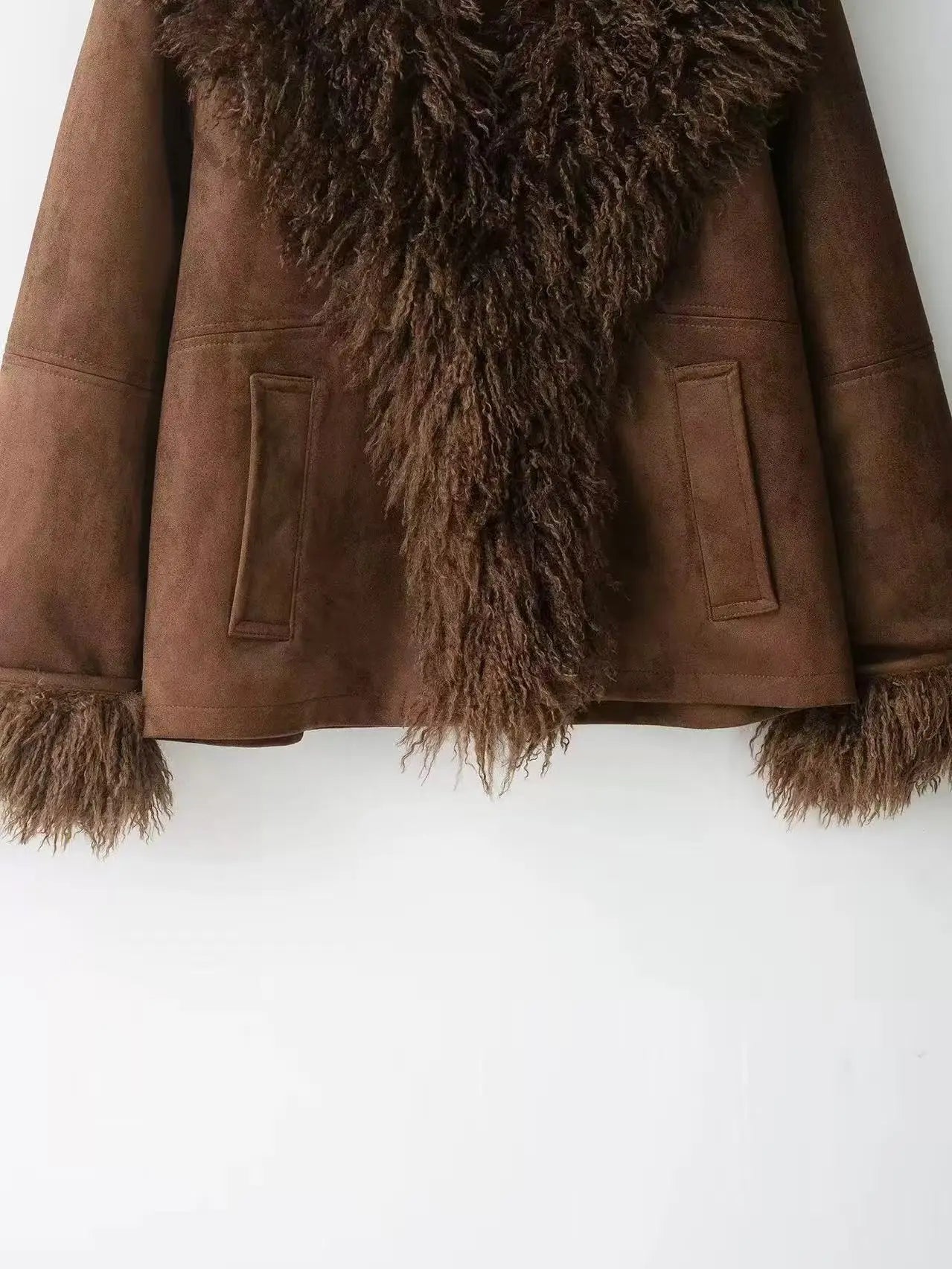 Original high-quality new women's clothing jacket with European and American style double-sided patchwork artificial fur effect