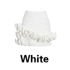 Summer Three-Dimensional Flower Skirt Sexy Asymmetrical Ruffled High Waist Pleated Hip Skirt Black Red White Women's Clothing